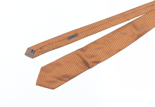 ICEBERG Men's Orange Striped Silk Tie