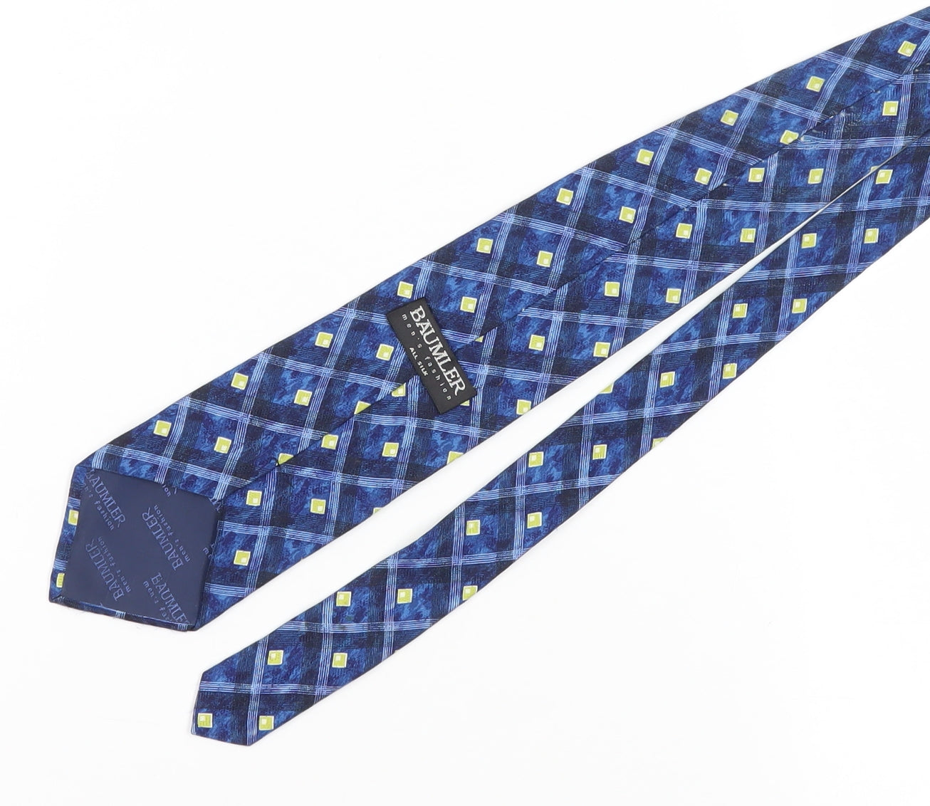 Baumler Men's Blue Plaid Silk Tie