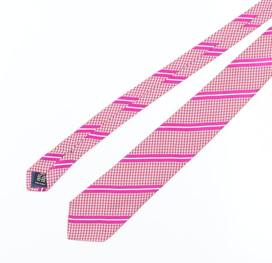 Chester Barrie Pink Silk Houndstooth Men's Tie