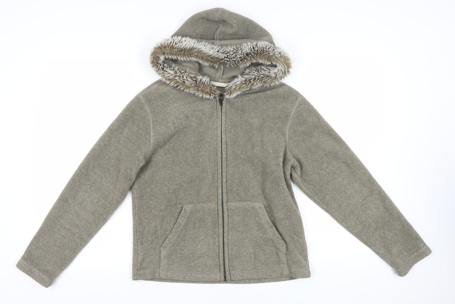 Marks and Spencer Green Fleece Hooded Jacket, Size 12