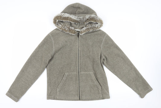 Marks and Spencer Green Fleece Hooded Jacket, Size 12