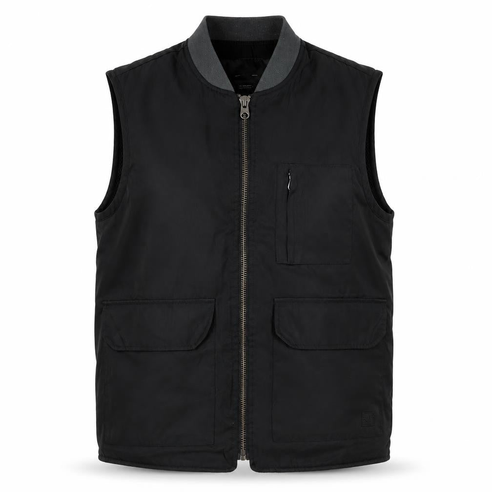 Pull&Bear Unisex Black Sleeveless Bomber Waistcoat, Size 8