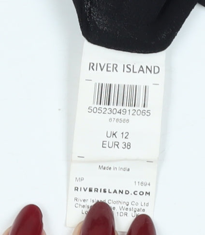 River Island Women's Black Sequin Camisole Tank Top Size 12