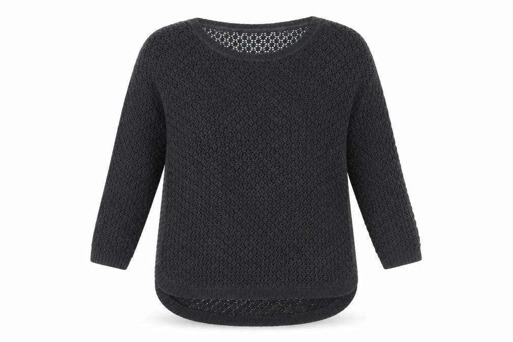 FatFace Women's Black Open-Knit Pullover Jumper Size 6