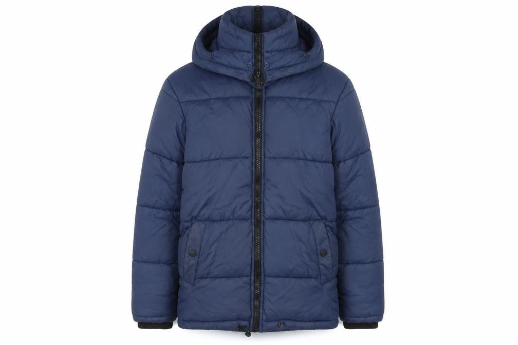 River Island Men's Blue Puffer Jacket 2XS Hooded Zip