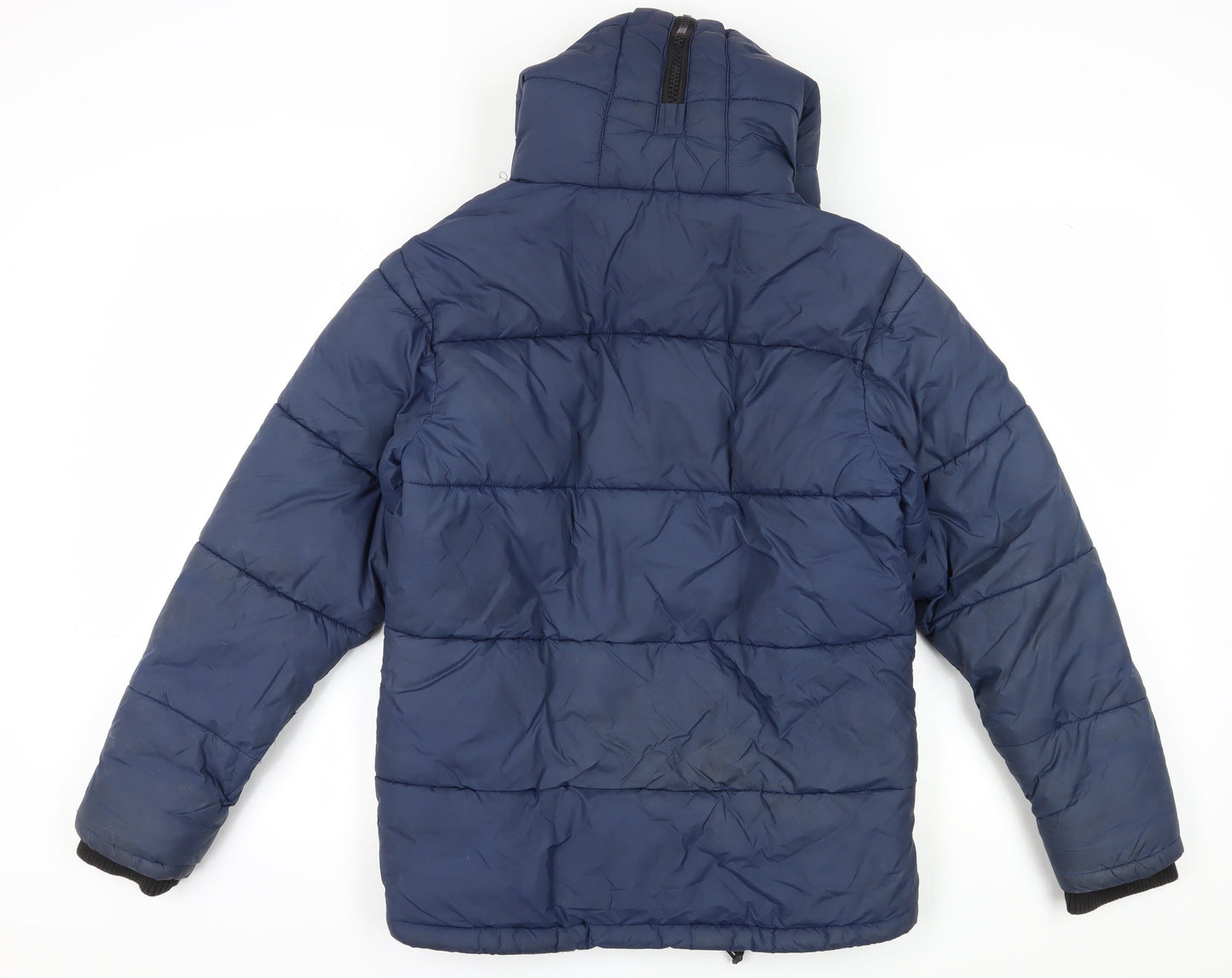 River Island Men's Blue Puffer Jacket 2XS Hooded Zip