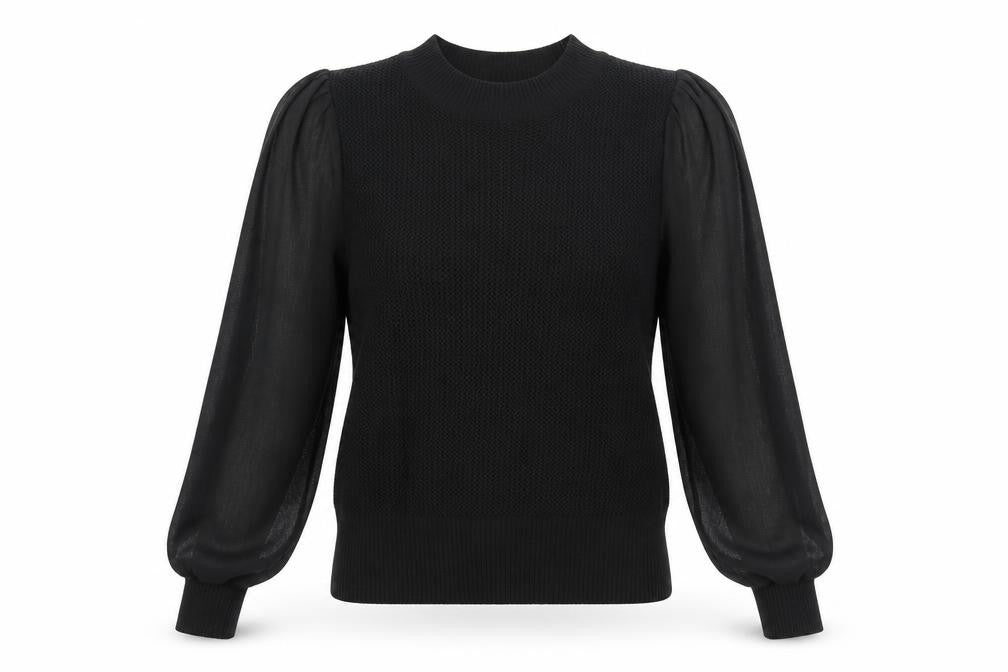 QED London Women's Black Balloon Sleeve Jersey