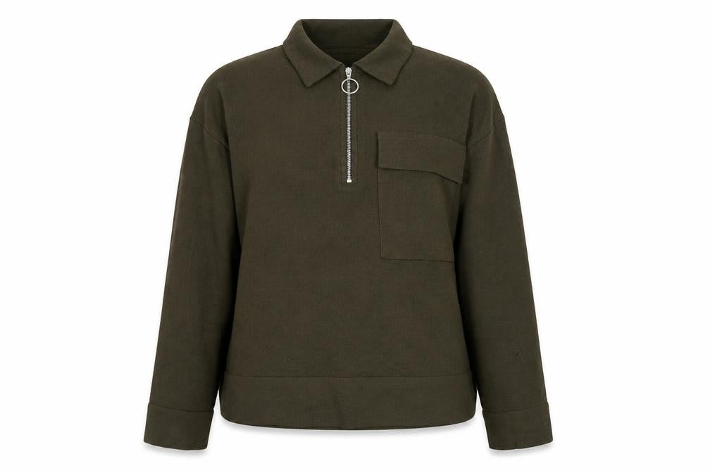 MNG Women's Green Full Zip Collared Jumper Size 12