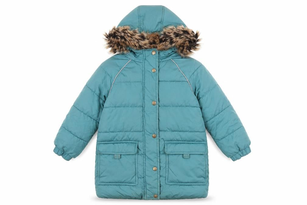 FatFace Girls Blue Long Puffer Jacket 3-4 Winter Coat