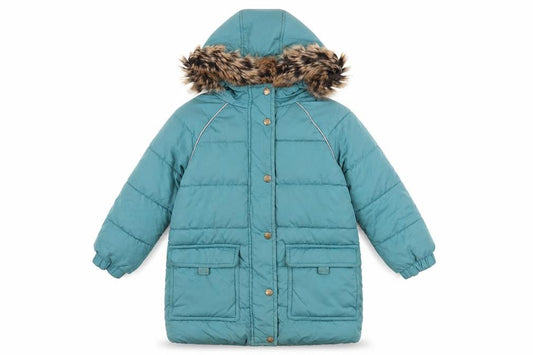 FatFace Girls Blue Long Puffer Jacket 3-4 Winter Coat