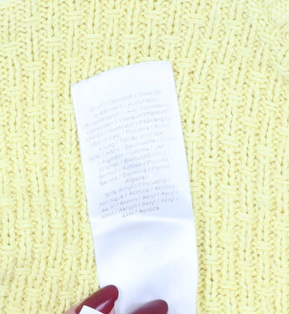 Close-up detail of ICHI Women's Yellow jumper, size S