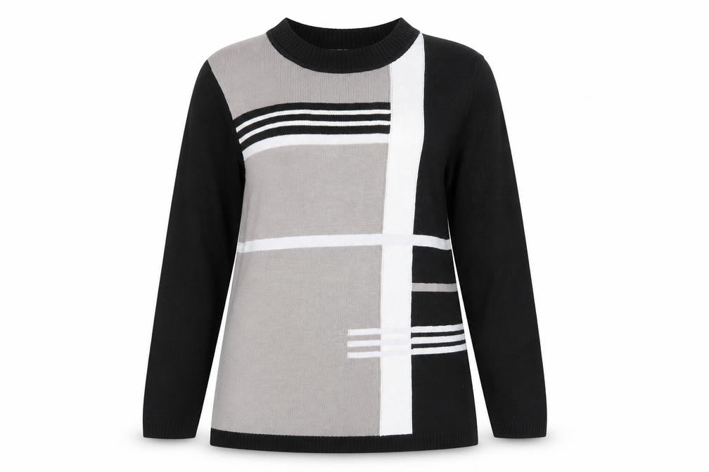 Damart Women's Black Geometric Pullover Jumper Size L