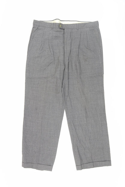 Additional front view of Jaeger Men's Grey Pleated Dress Pants XL