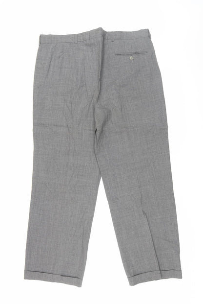 Back view of Jaeger Men's Grey Pleated Dress Pants XL