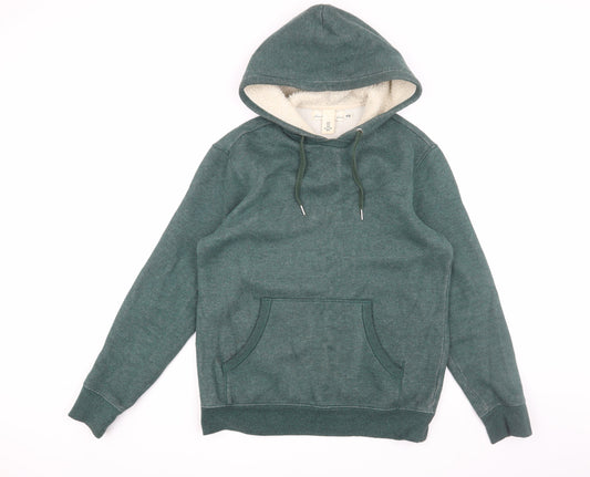 H&M Men's Green Pullover Hoodie M - Hooded Fleece