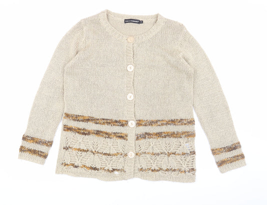Sarah Dunnway Women's Beige Cardigan M Button Accent