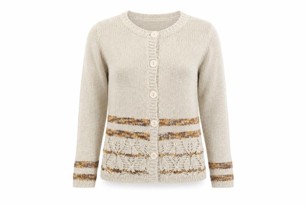 Sarah Dunnway Women's Beige Cardigan M Button Accent