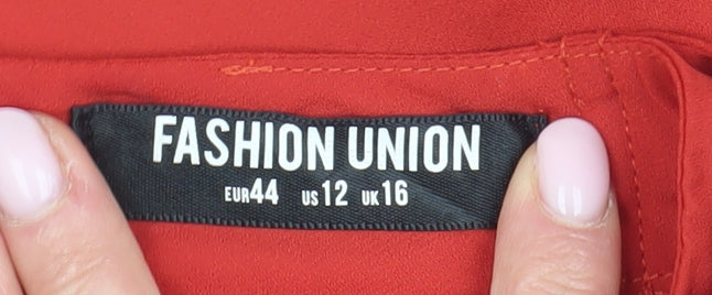 Fashion Union Women's Red Shift Dress Size 16