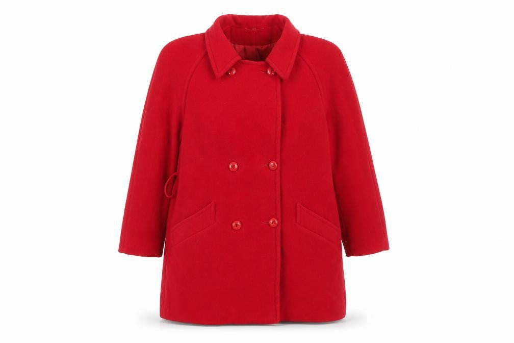 Debenhams Women's Red Wool Cashmere Pea Coat, Size 12