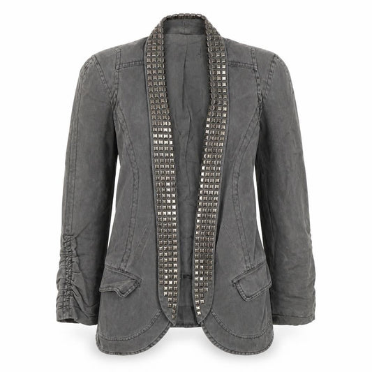 Front view of Miss Selfridge Grey Studded Women's Blazer Jacket, size 8