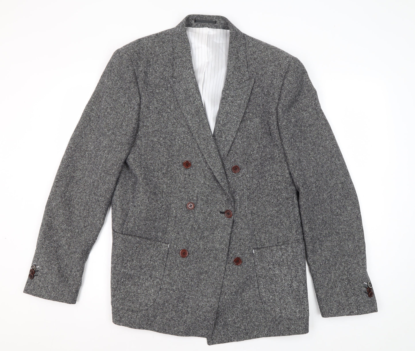 River Island Men's Grey Double-Breasted Blazer L