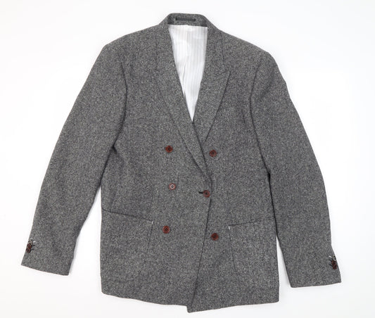 River Island Men's Grey Double-Breasted Blazer L