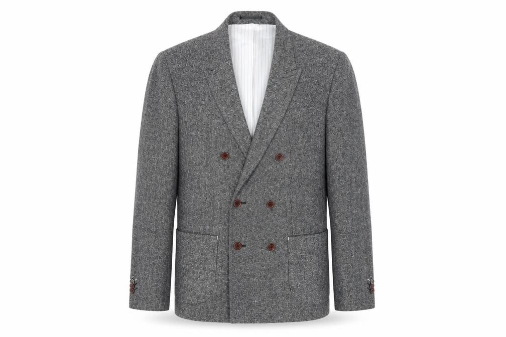 River Island Men's Grey Double-Breasted Blazer L