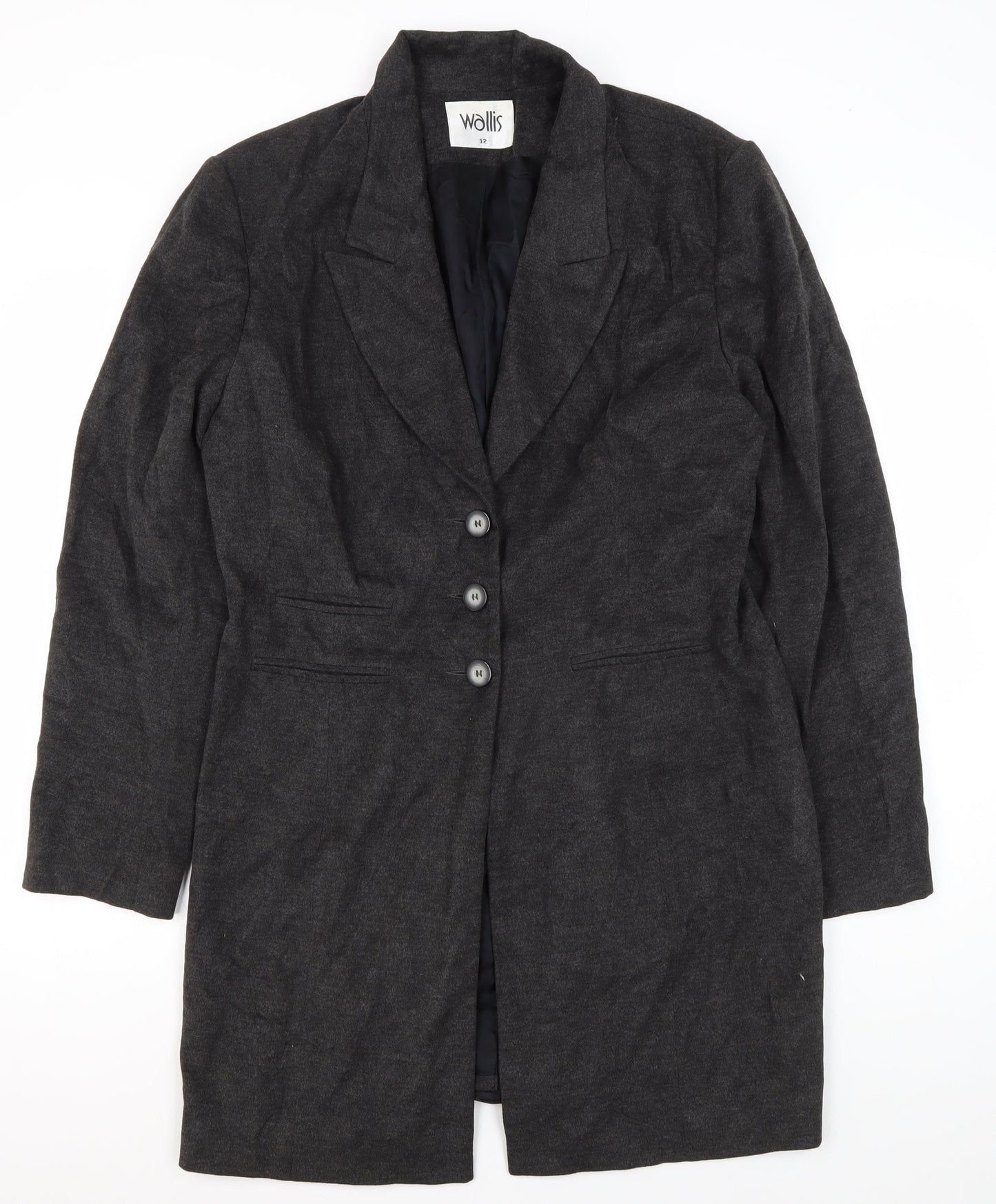 Wallis Women's Black Long Coat Size 12 Business Formal