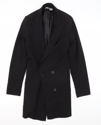 Additional front view of ASOS Women's Black Long Overcoat, size 8