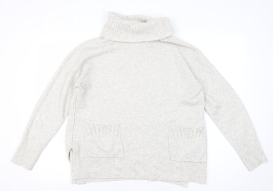 White Stuff Women's Grey Roll Neck Jumper, Size 12