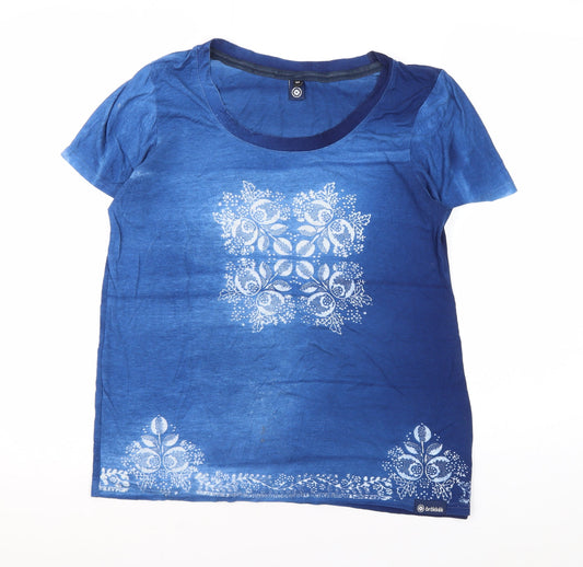 Vintage Women's Blue Floral T-Shirt, Size M