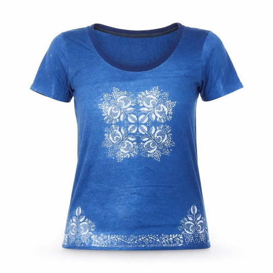 Vintage Women's Blue Floral T-Shirt, Size M