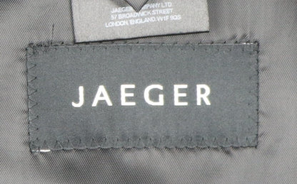 Close-up detail of Jaeger Men's Grey Wool Blazer 40R Notch Lapel