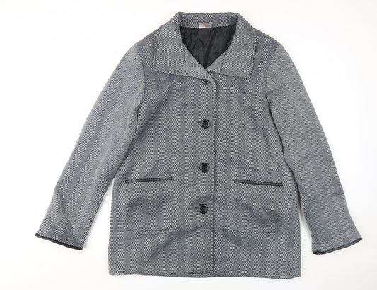 Anne de Lancay Women's Grey Herringbone Overcoat - L