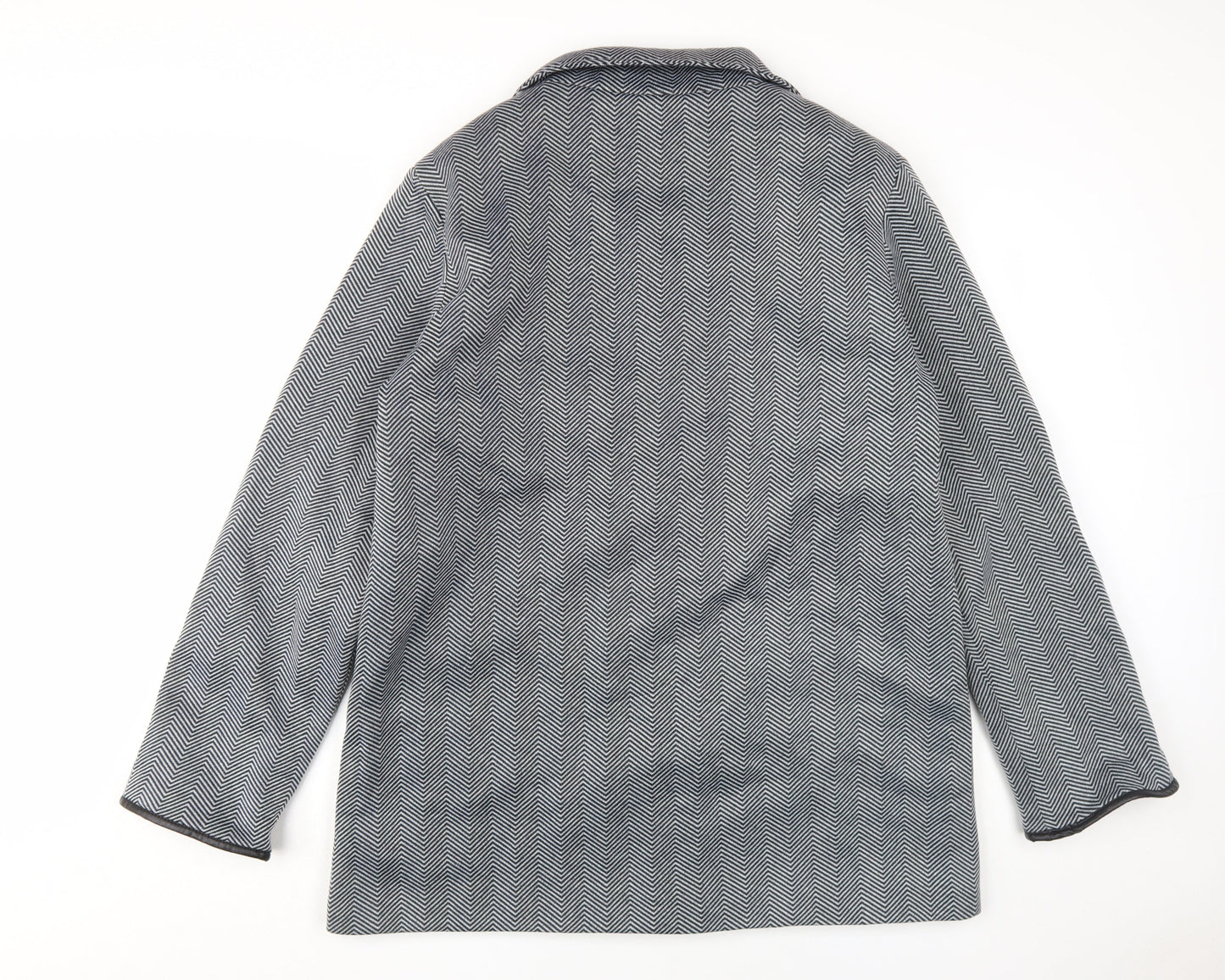 Anne de Lancay Women's Grey Herringbone Overcoat - L