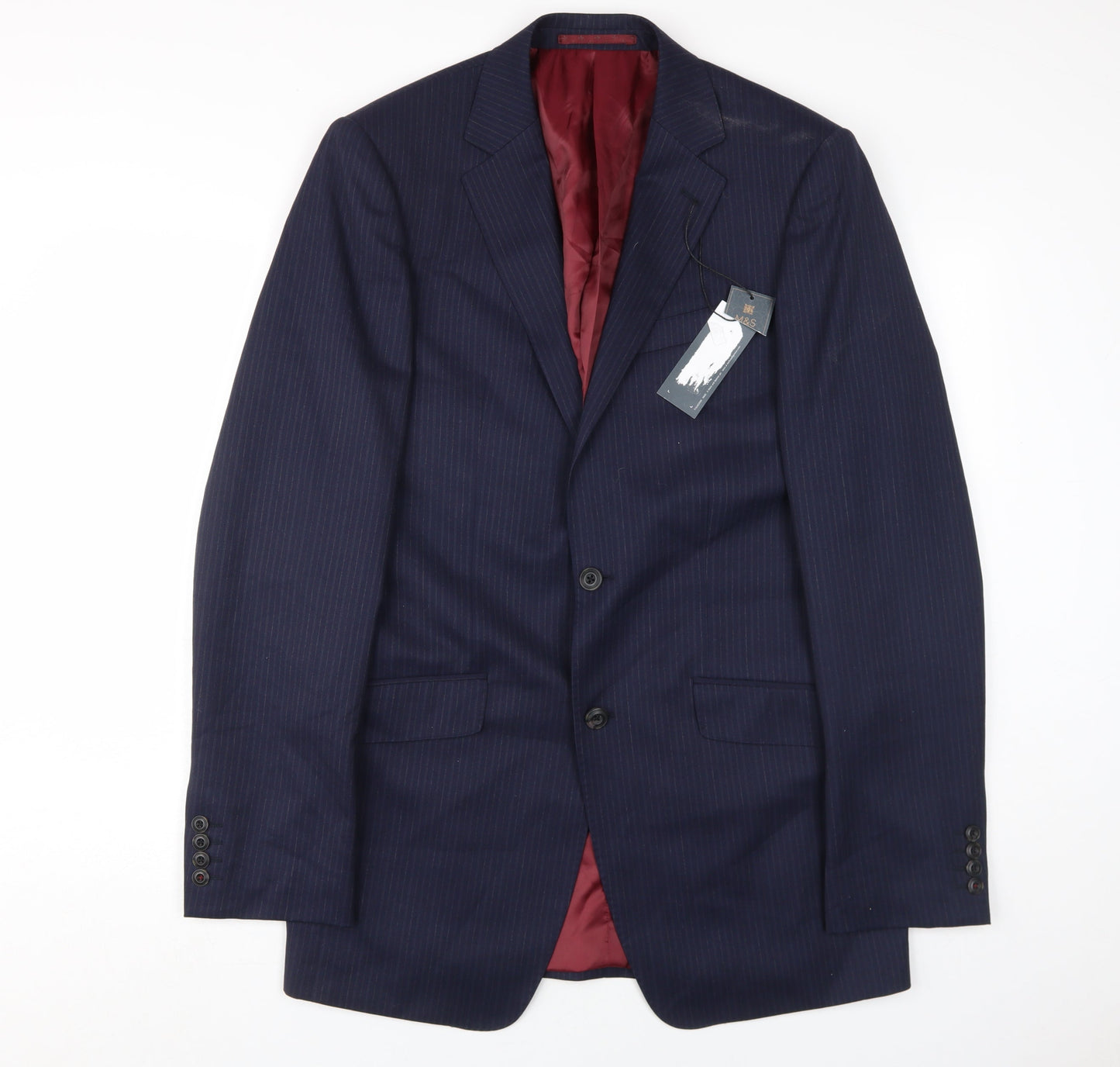 Marks and Spencer Men's Blue 38 Extra Long Wool Blazer