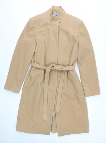 Additional front view of Amaranto Women's Beige Wool Overcoat, size 14