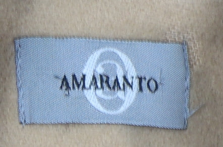 Close-up detail of Amaranto Women's Beige Wool Overcoat, size 14