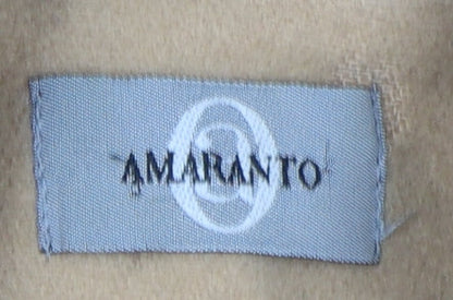 Close-up detail of Amaranto Women's Beige Wool Overcoat, size 14