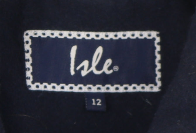 Isle Women's Blue Overcoat Size 12 Regular Fit