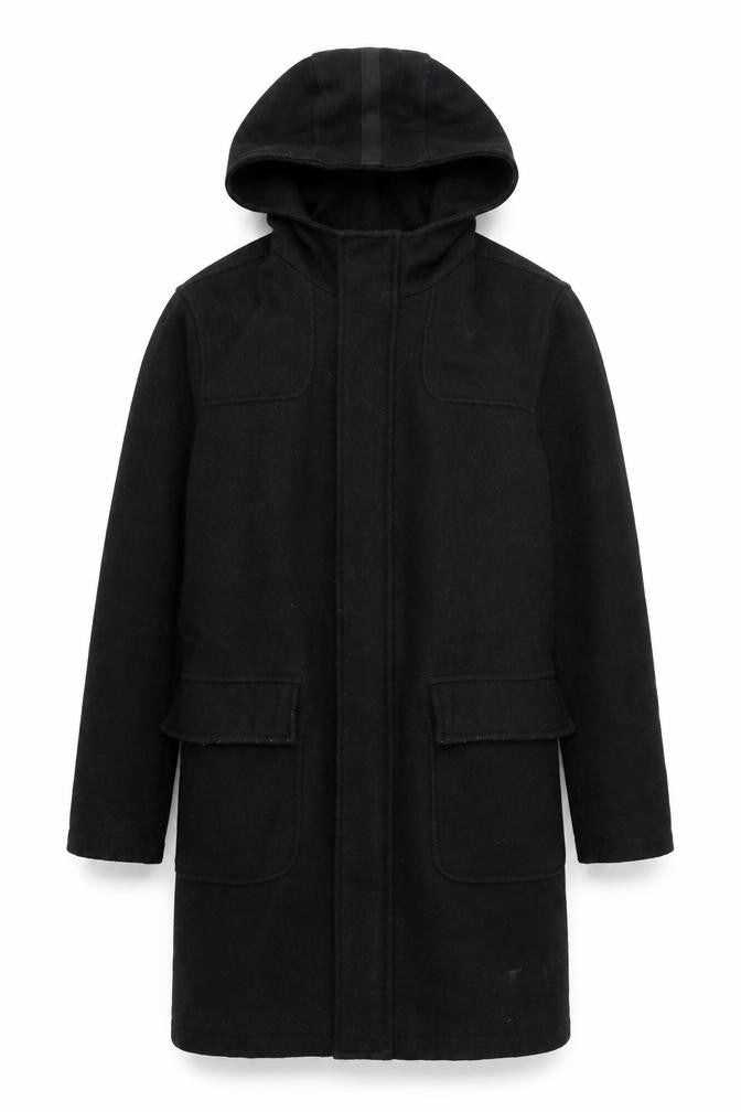 River Island Men's Black Wool Parka Coat Size S
