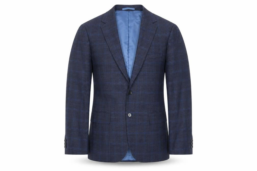 Moss London Men's Blue Check Slim Fit Blazer 40R