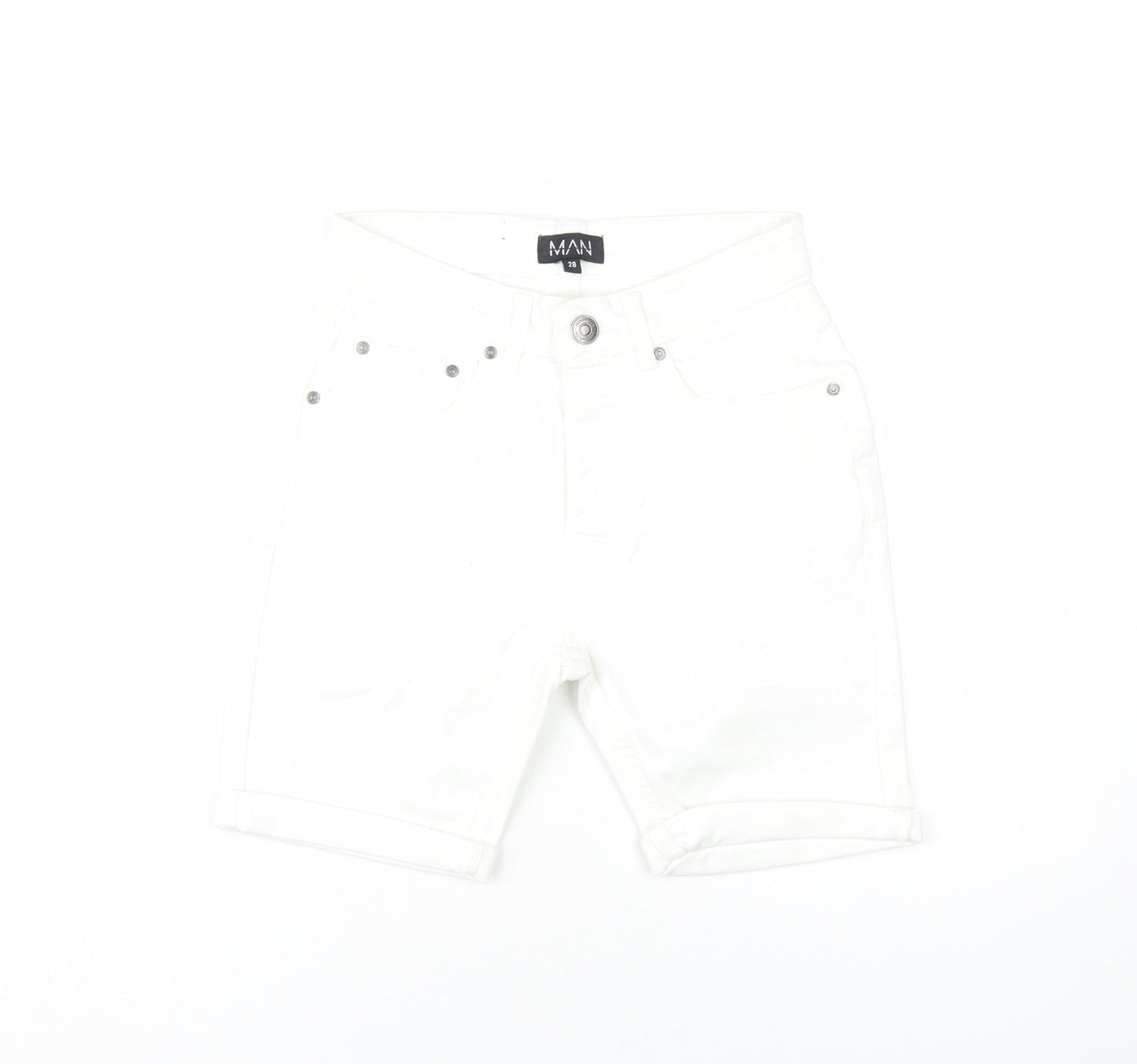 boohooMAN Men's White Shorts XS