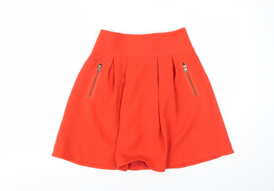 Maeve Women's Red A-Line Short Skirt with Zips