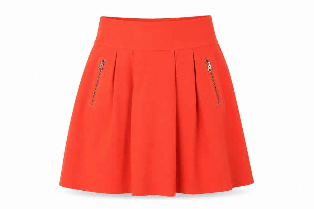 Maeve Women's Red A-Line Short Skirt with Zips