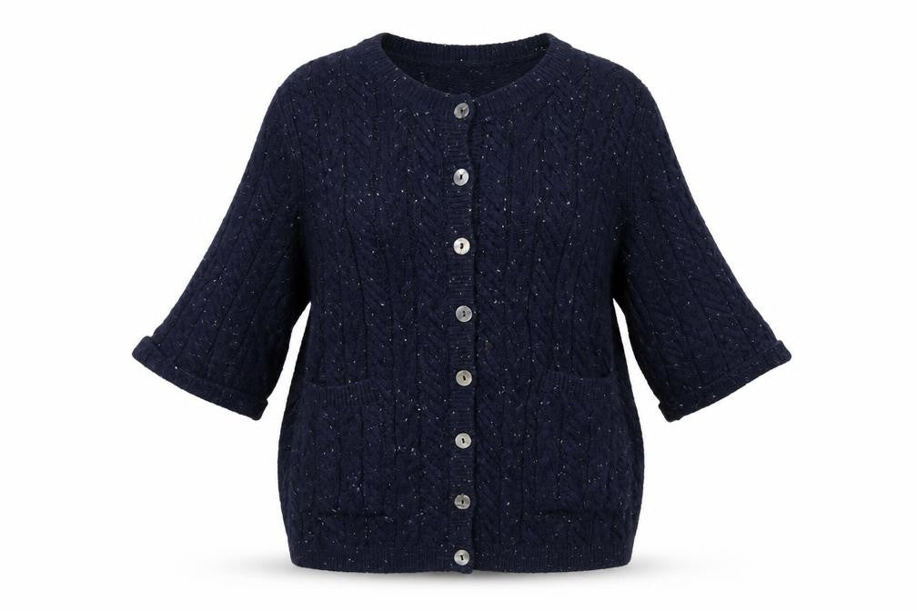 Bonmarché Women's Blue Cardigan, Size L, Cable-Knit