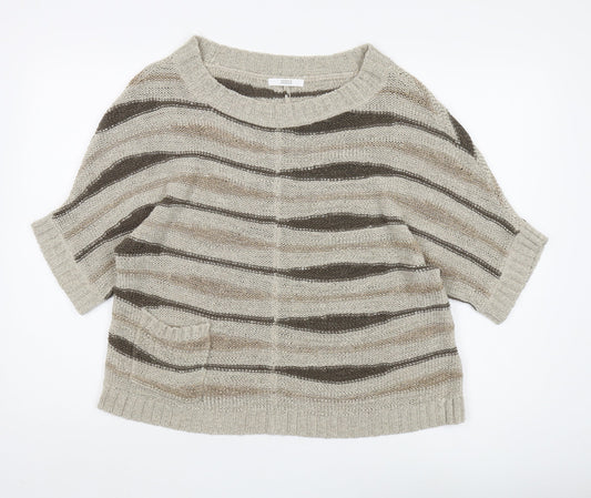 Marks & Spencer Women's Beige Striped Pullover Size 14