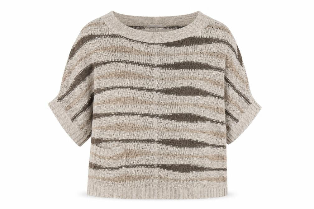 Marks & Spencer Women's Beige Striped Pullover Size 14