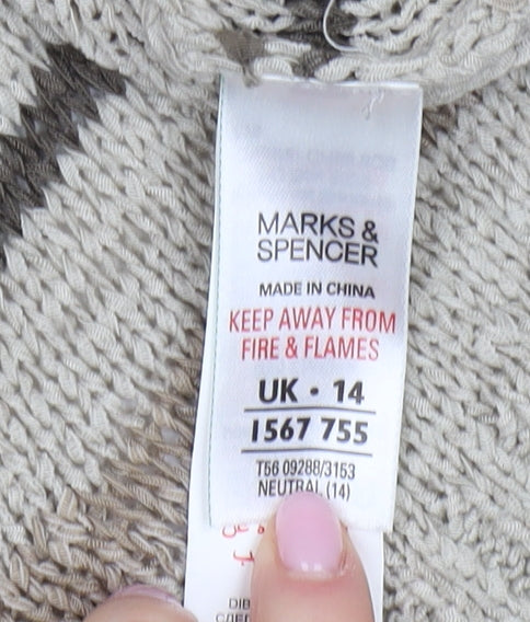 Marks & Spencer Women's Beige Striped Pullover Size 14