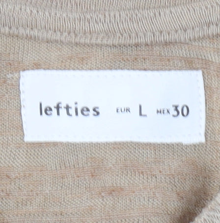 Lefties Women's Beige Crew Neck Jumper Size L